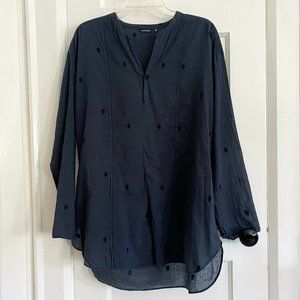 Pas de Calais Navy Polka Dot Tunic, size Medium